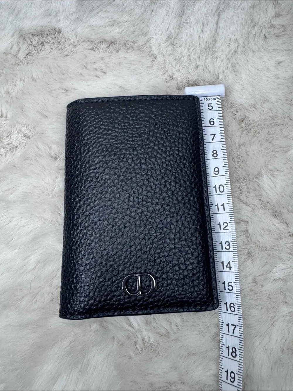 Dior Black Pebbled Leather Bifold Card Wallet with Silver CD ‼️No Box‼️